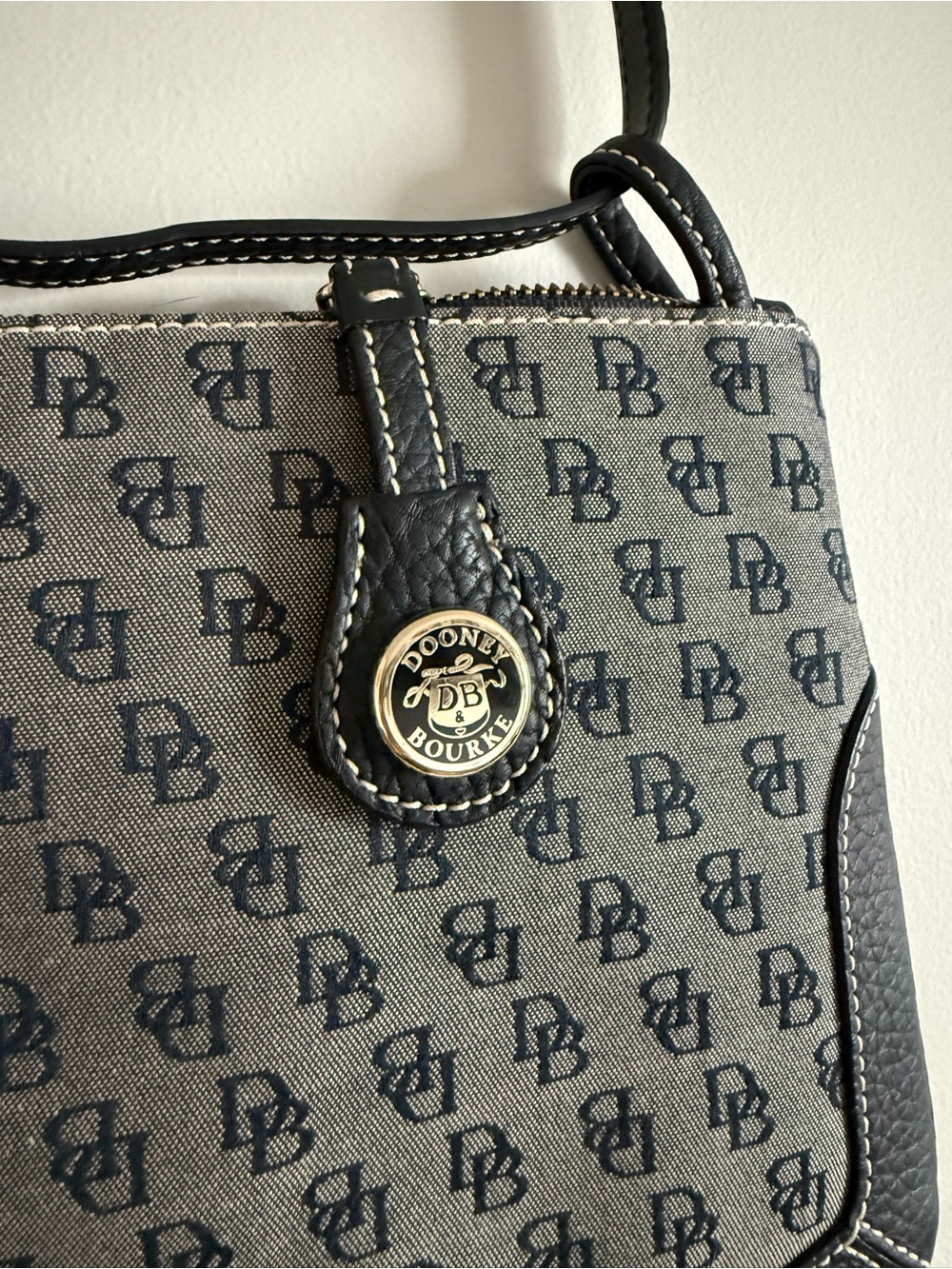Dooney & Bourke Gray and Black Monogram Shoulder Bag - Picture 8 of 8